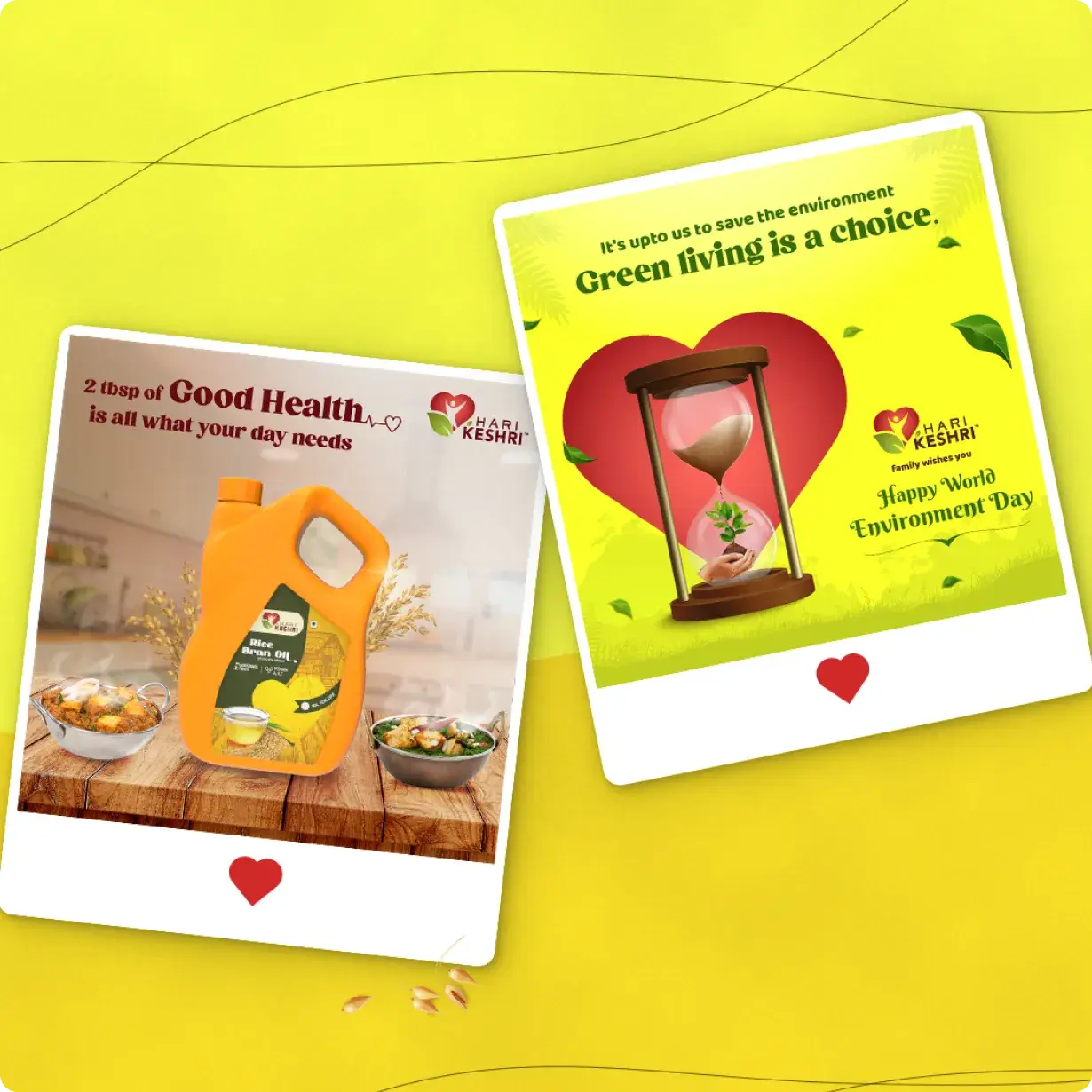 Hari Keshri promotional designs emphasizing good health.