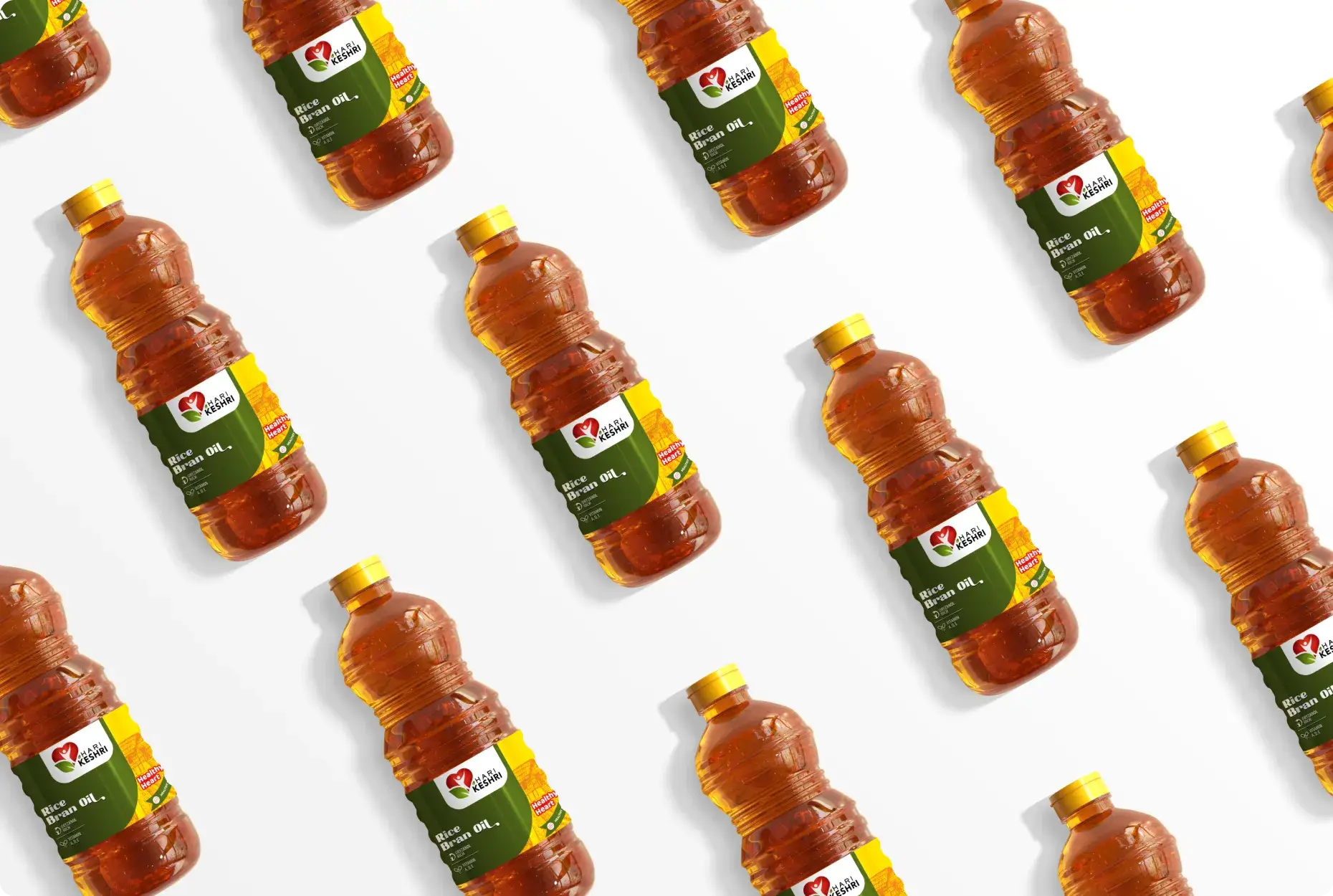 Pattern of Hari Keshri Rice Bran Oil bottles